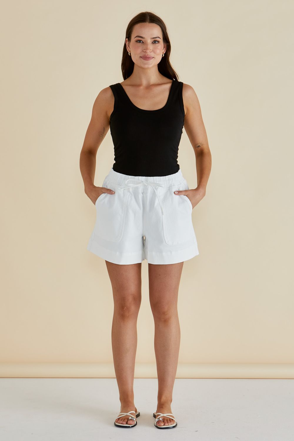 Relax Denim Shorts - White