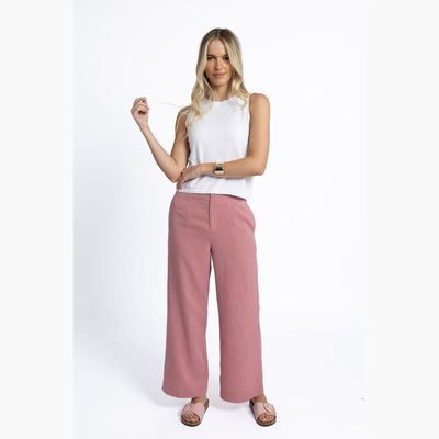 Fleetwood Linen Pant - Rose