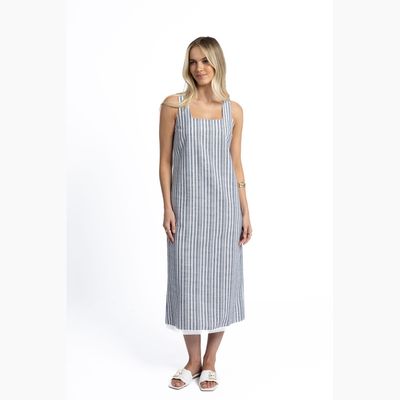 Blaire Stripe Dress - Midnight/White