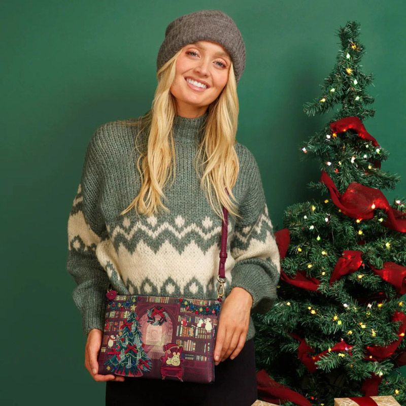 Kate Pouch Bag - Christmas Library