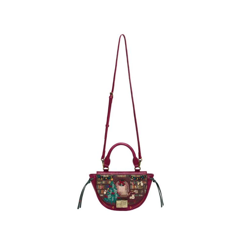 Winged Top Handle Bag - Christmas Library