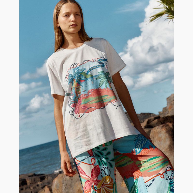Ellia Crew Tee - Summer Vibes Print