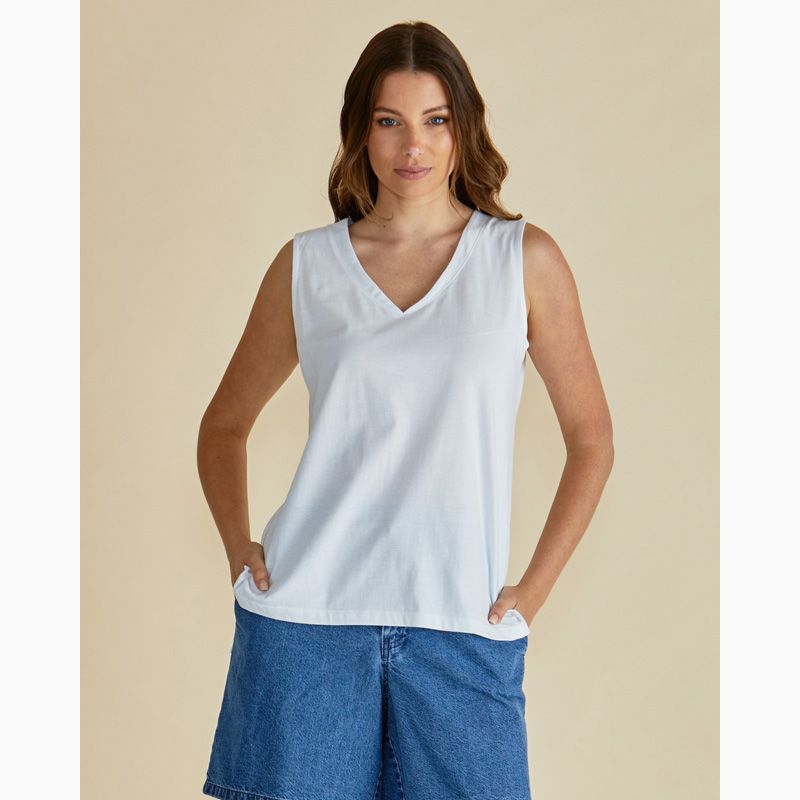 Trinity V-Neck Tank - White