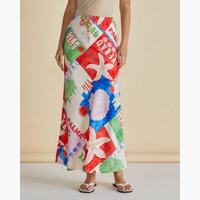 Brooke Bias Skirt - Seashell Print