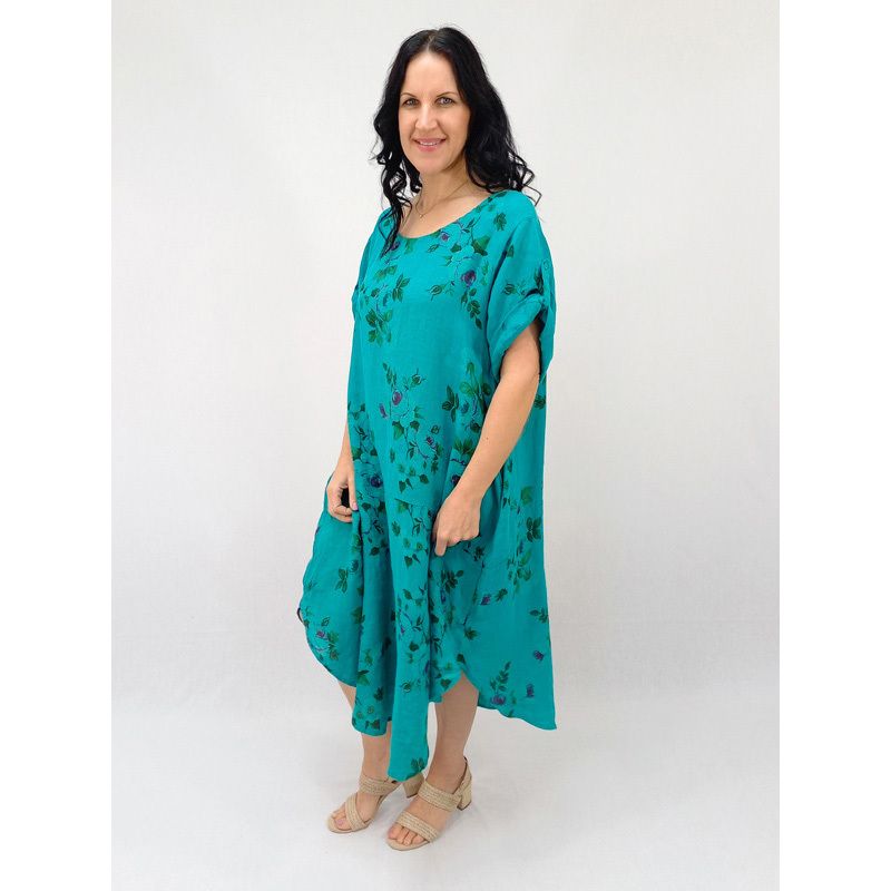 Zoe Curved Hem Dress - Wild Rose