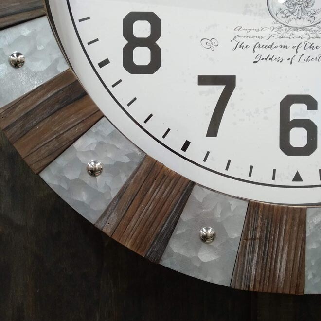 Timber/Galvanized Metal Clock Rnd