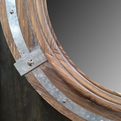Timber/Galvanized Metal Mirror Rnd