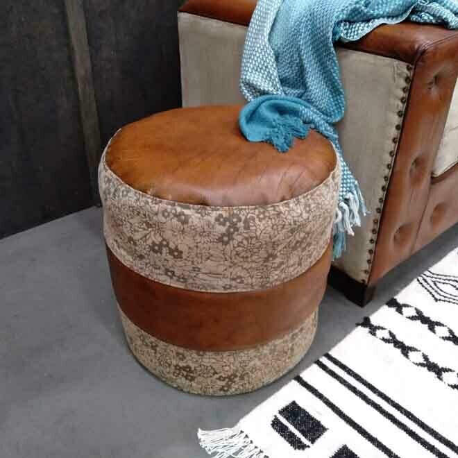 Pouff Canvas/Leather
