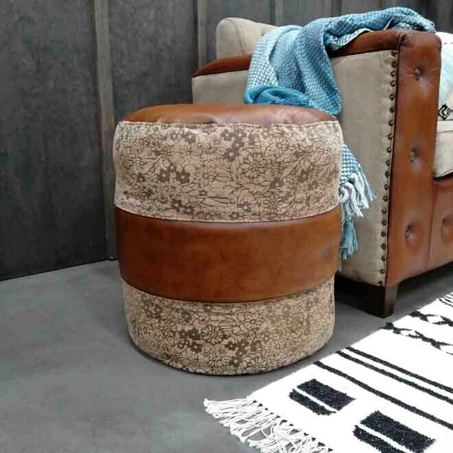 Pouff Canvas/Leather