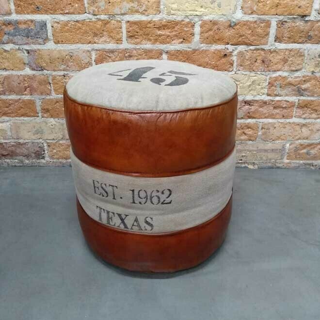 Pouff Canvas Leather Texas