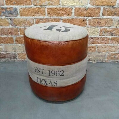 Pouff Canvas Leather Texas
