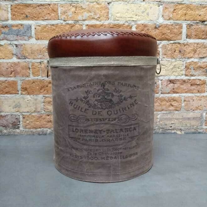 Stool Recycled Iron With Canvas