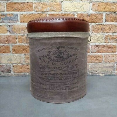 Stool Recycled Iron With Canvas
