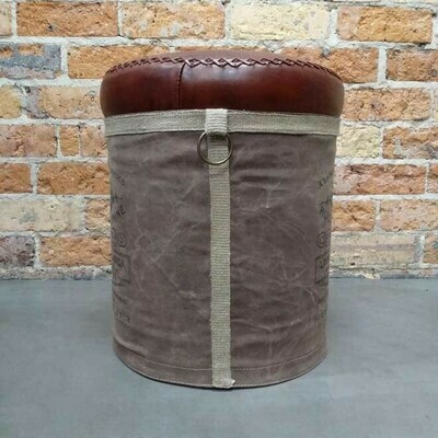 Stool Recycled Iron With Canvas