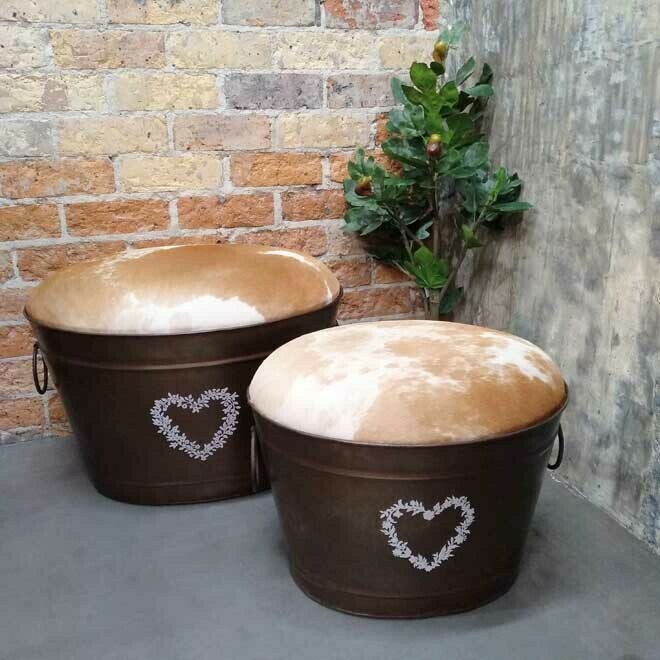 Detroit  Stool Tan Hide - Large