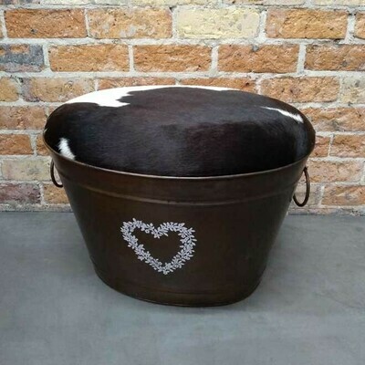 Detroit Stool Black Hide - Large