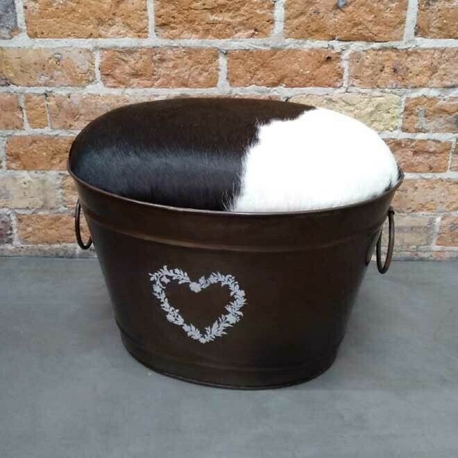 Detroit Stool Black Hide - Small
