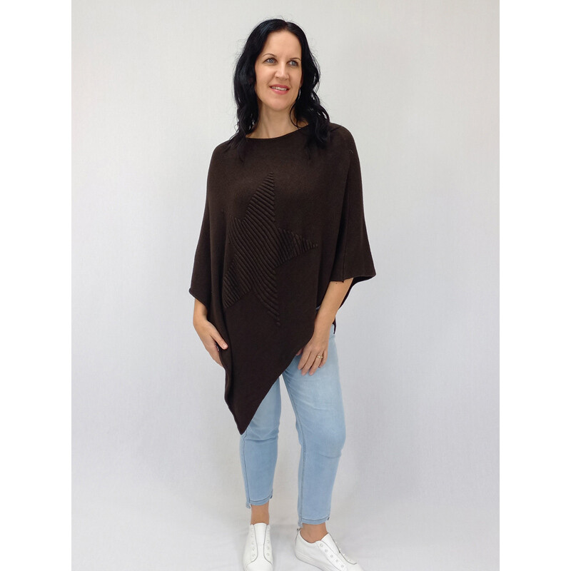 Vincenza Star Poncho, Colour: Chocolate