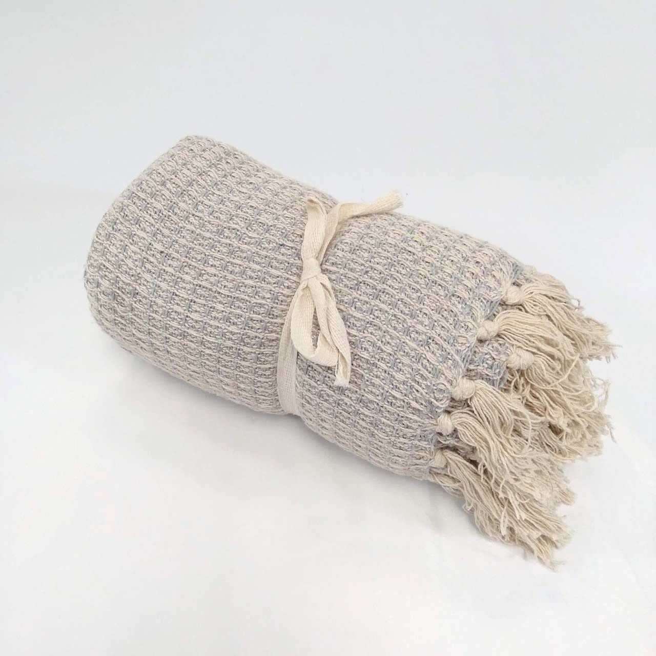 Waffle Weave Cotton Throw - Grey
