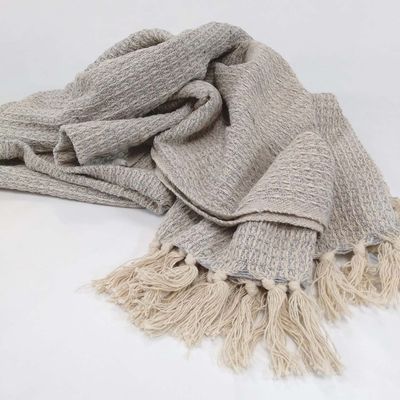 Waffle Weave Cotton Throw - Grey