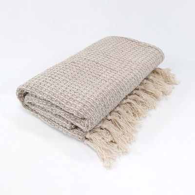 Waffle Weave Cotton Throw - Beige