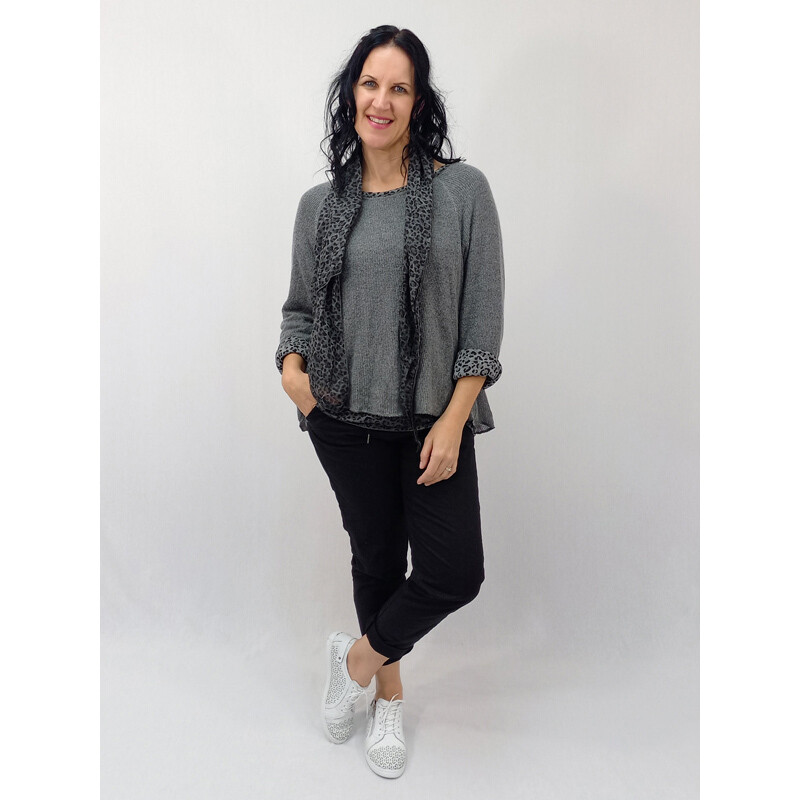 Terza Mohair Knit w Scarf $175, Colour: Grey, Size: L/XL