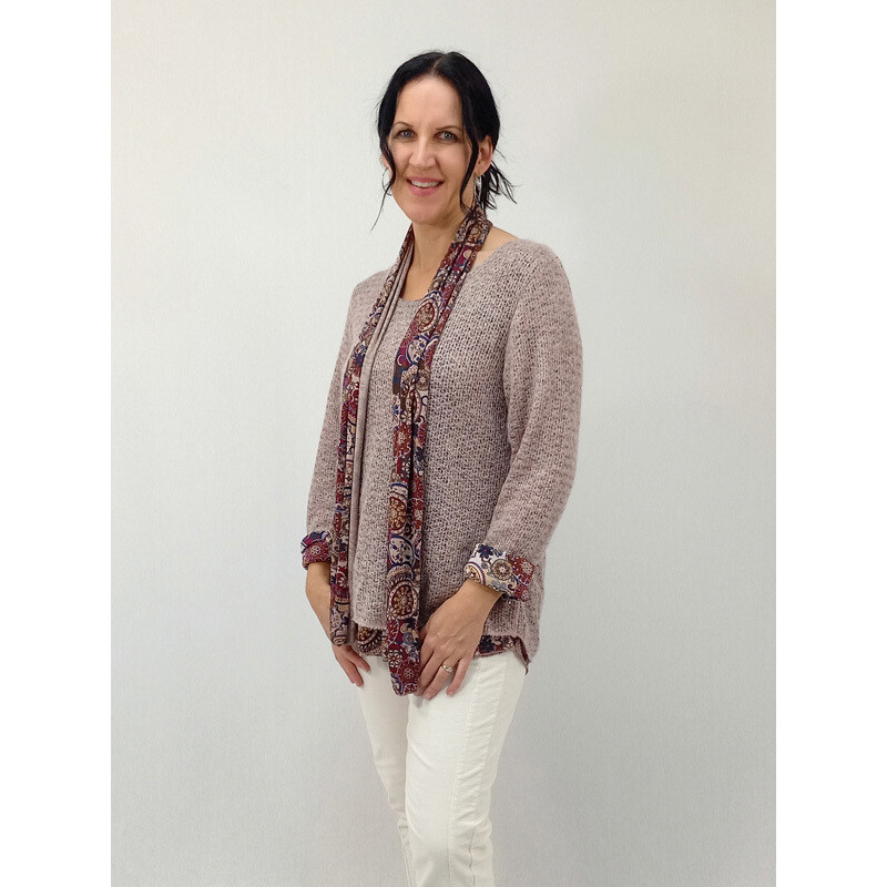 Vivia Mohair Knit w Scarf $175, Colour: Blush, Size: L/XL