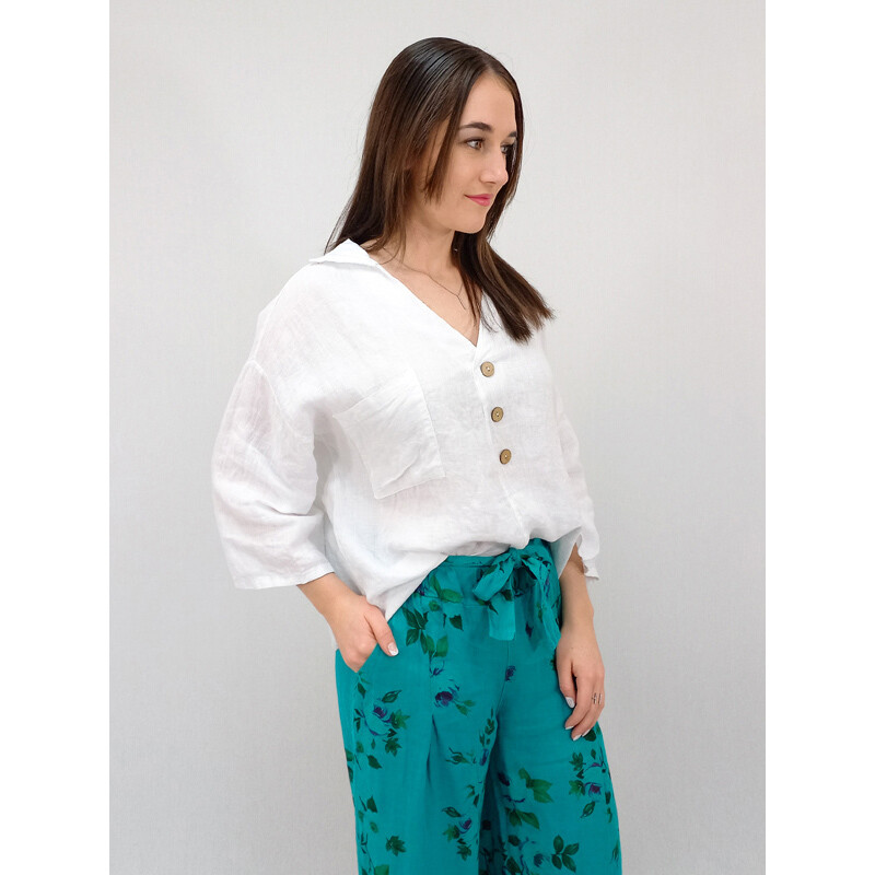 Petra Button V-Neck - Basic - $175.00, Colour: White, Size: S/M