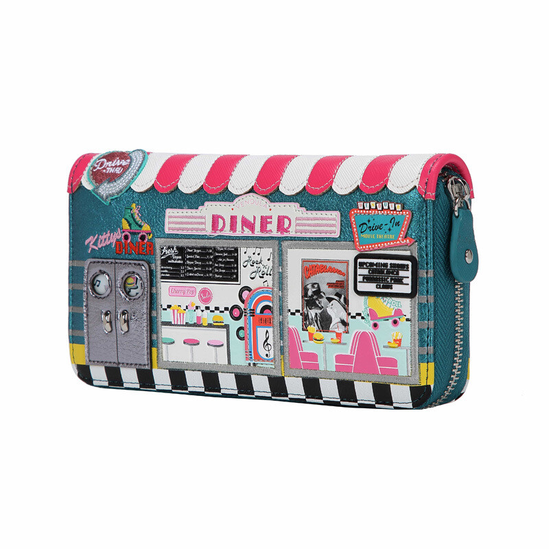 Large Ziparound Wallet - Kitty's Diner - Was $134.99