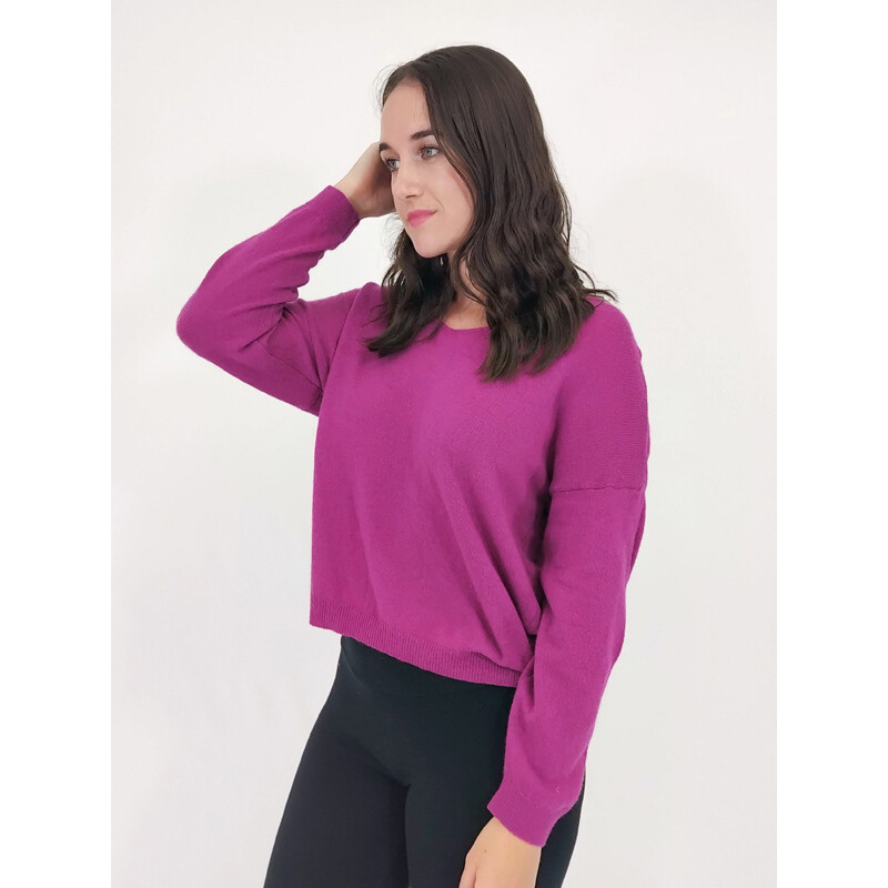 Fleur Glitter Cashmere V-neck - $169, Colour: Berry