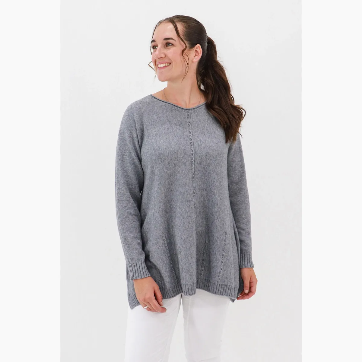 Antonella Textured Tunic, Colour: Grey Marle, Size: OS