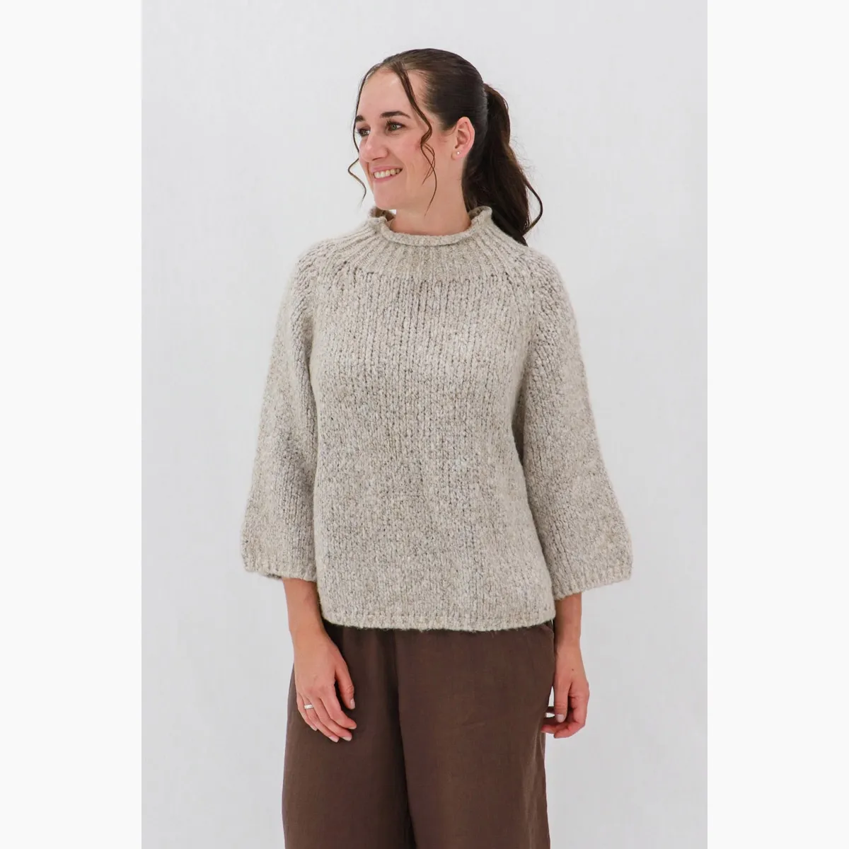Soraya Boxy Bouclé Sweater, Colour: Oatmeal, Size: OS