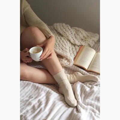 Honeydew Diamond Knit Snuggle Socks