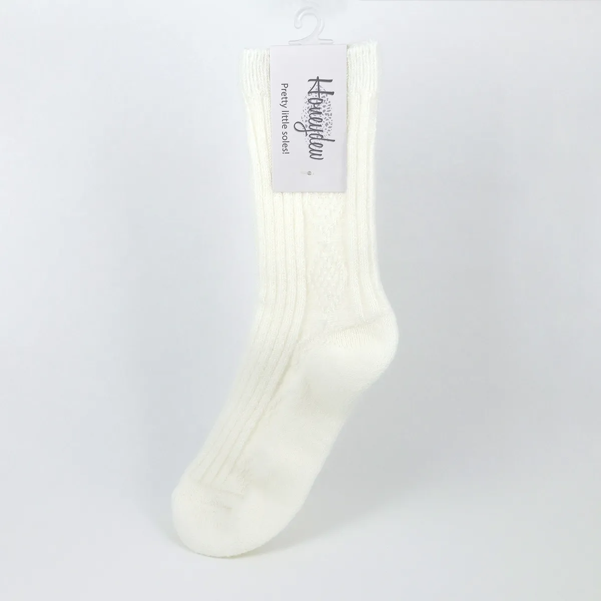 Honeydew Diamond Knit Snuggle Socks, Colour: White