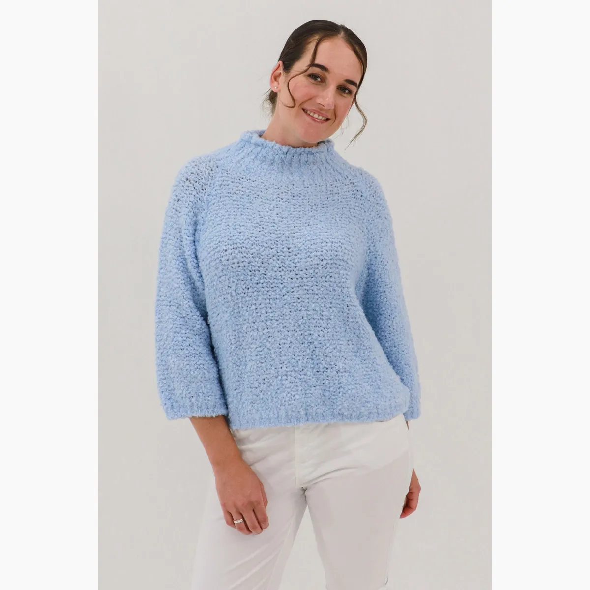 Teresa Cosy Bouclé Sweater, Colour: Sky Blue, Size: OS