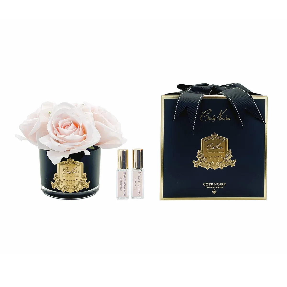 Five Rose - French Pink - Black Glass Gold Badge