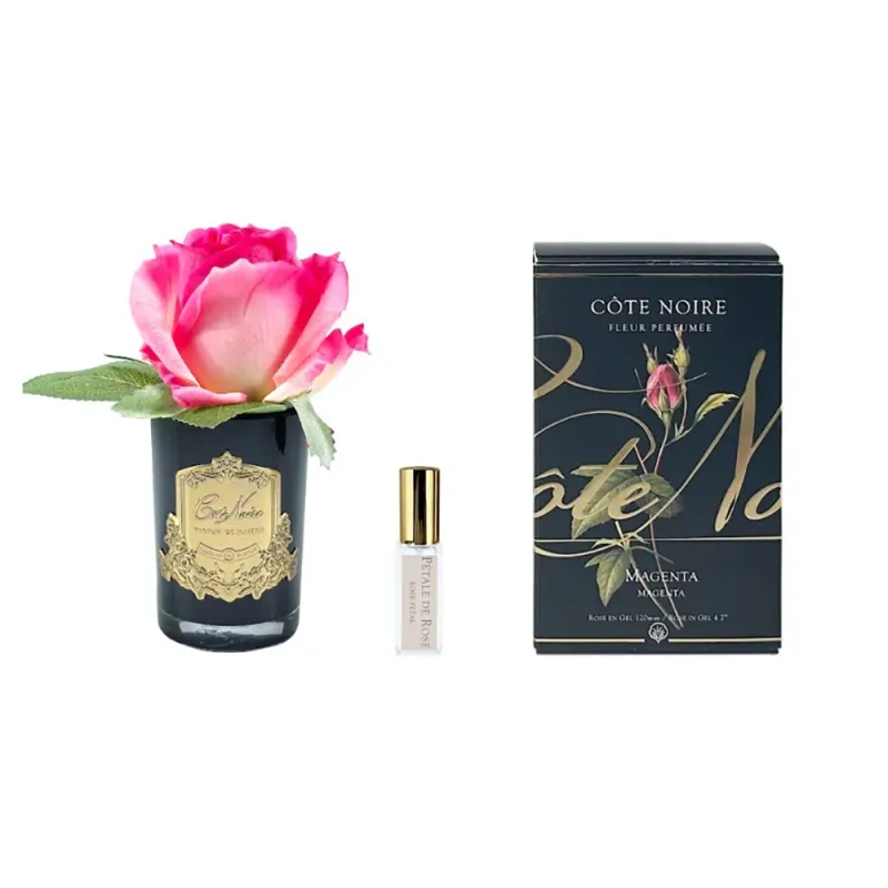 Rose Bud Black Glass - Magenta