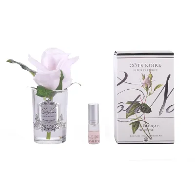 Rose Bud Clear Glass - Silver French Pink