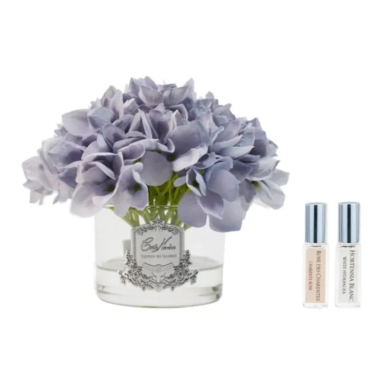 Hydrangeas - Blue - Clear Glass Silver