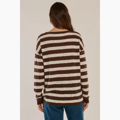 Natasha Knit Top - Brown Stripe