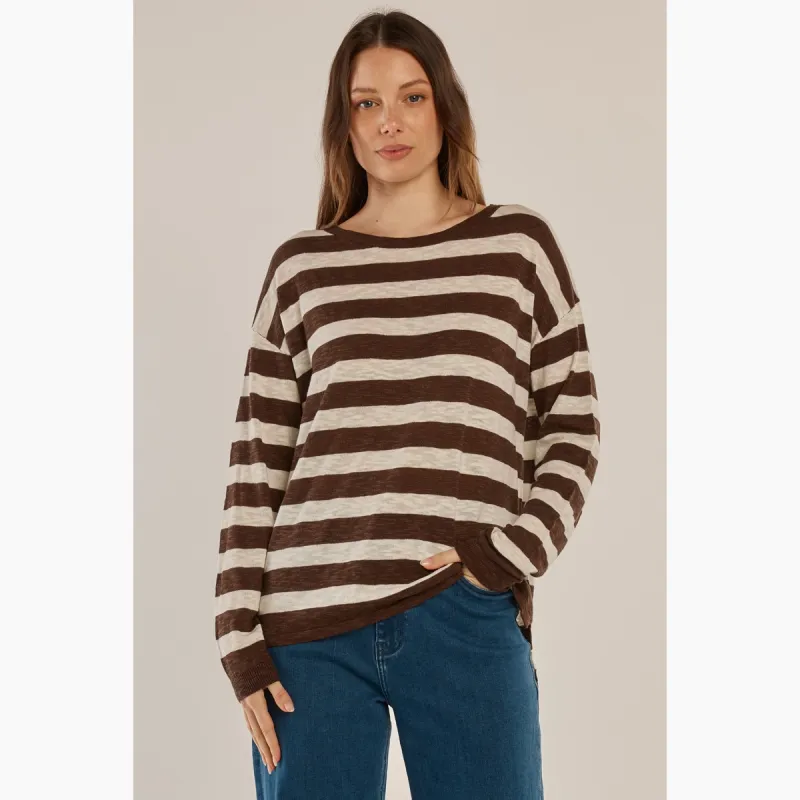Natasha Knit Top - Brown Stripe