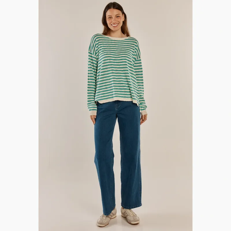 Natasha Knit Top - Lime Stripe