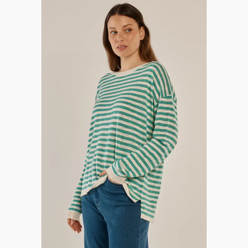 Natasha Knit Top - Lime Stripe