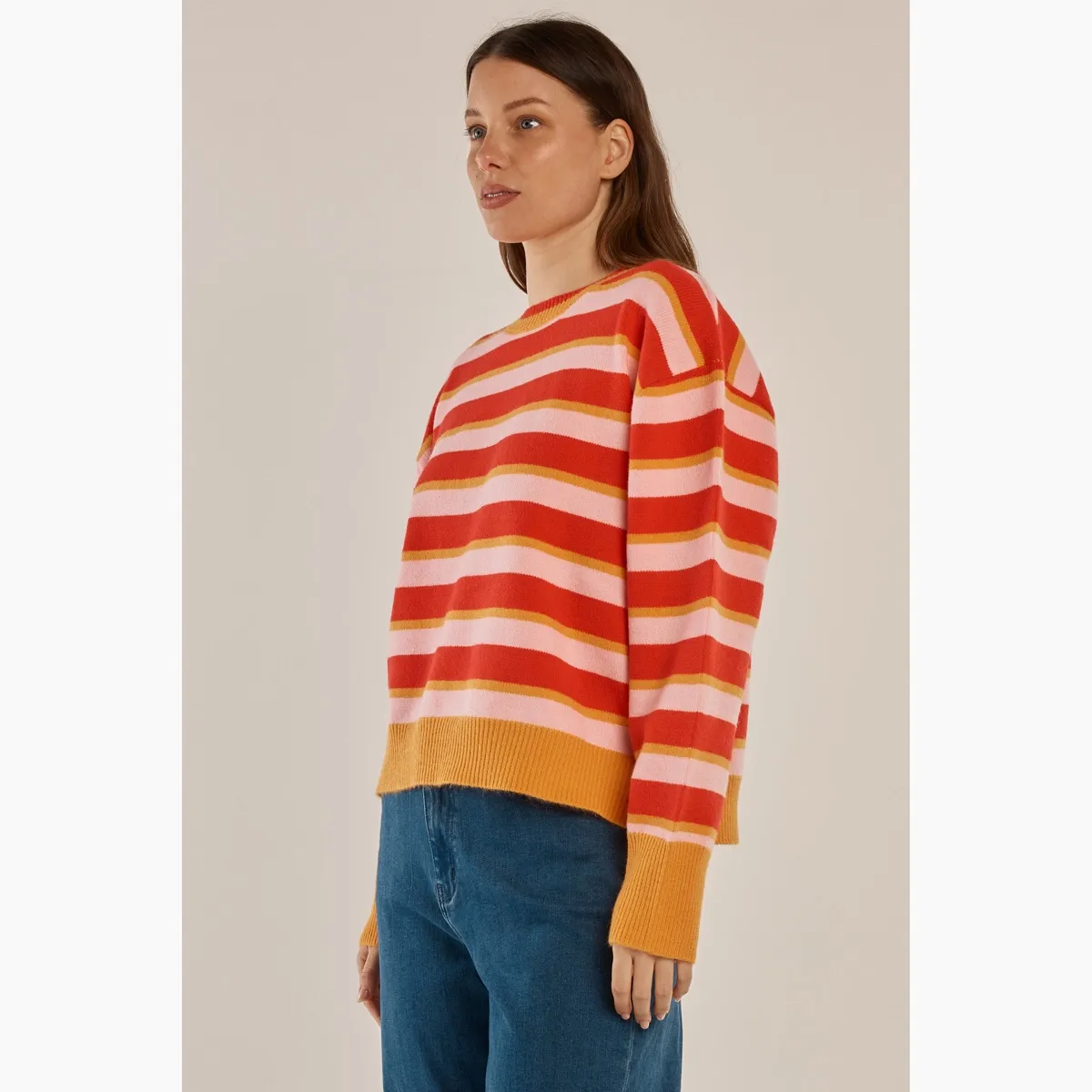 Leonie Knit Sweater - Red/Pink Stripe