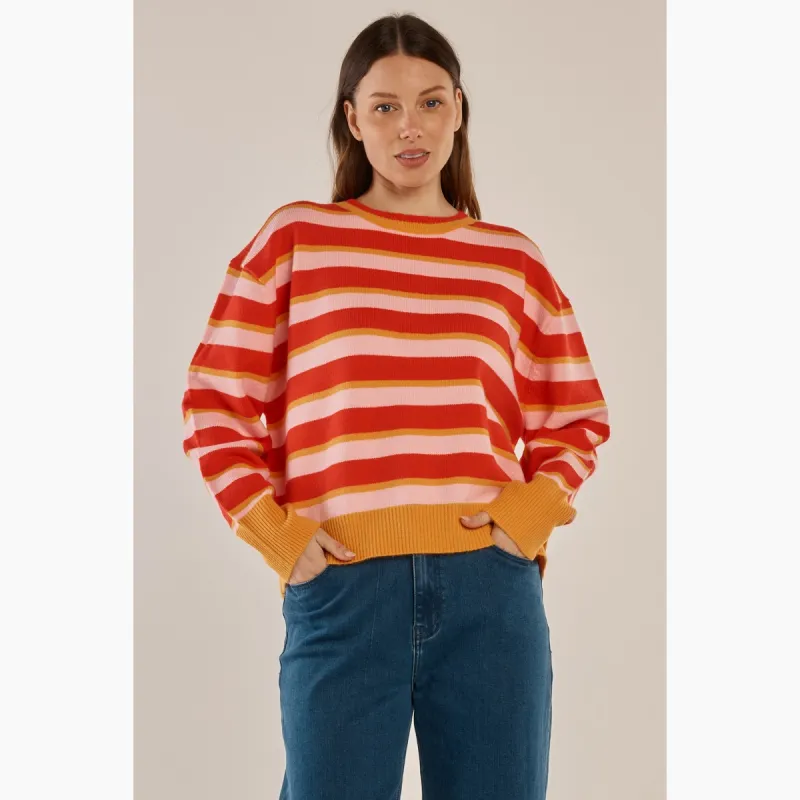 Leonie Knit Sweater - Red/Pink Stripe