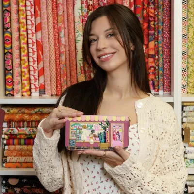 Compact Folding Wallet - Sewing Shop Raspberry