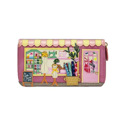 Large Ziparound Wallet - Sewing Shop Raspberry