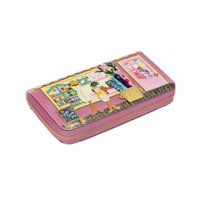 Large Ziparound Wallet - Sewing Shop Raspberry