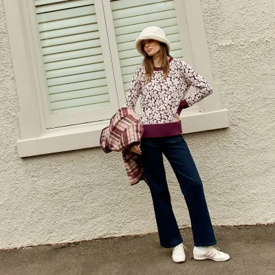 Maisie Sweater - Wine Petal Jacquard