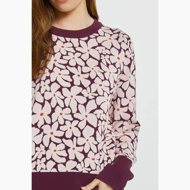 Maisie Sweater - Wine Petal Jacquard